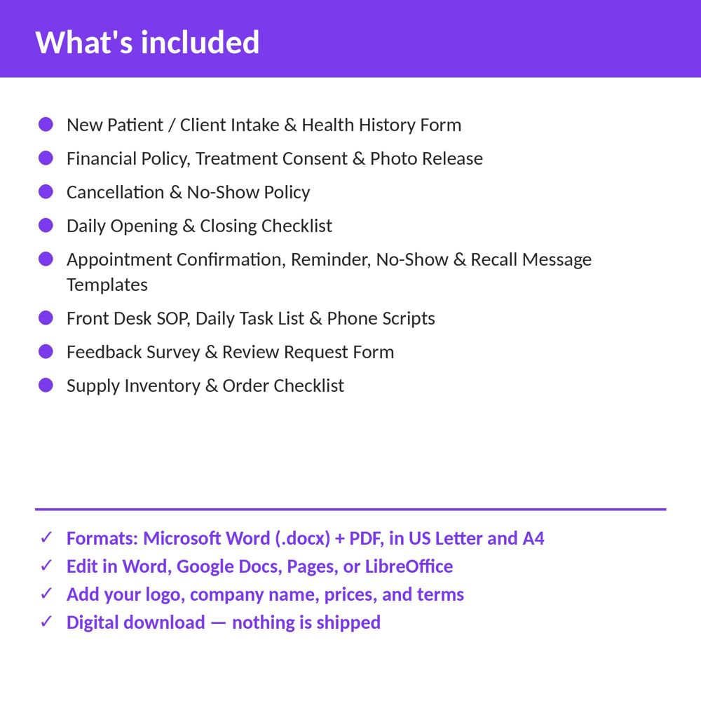 Chiropractic Office Forms Bundle — what is included