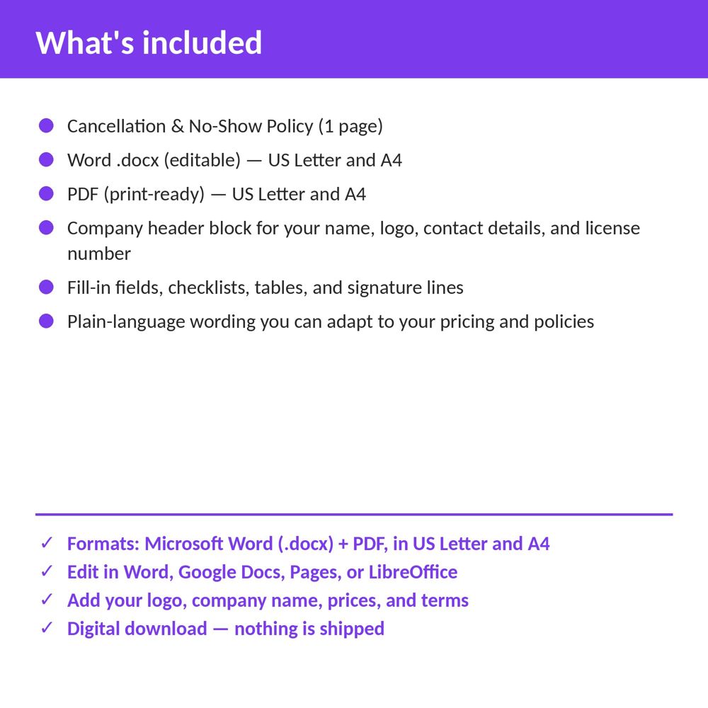 Chiropractic Office Cancellation & No-Show Policy — what is included