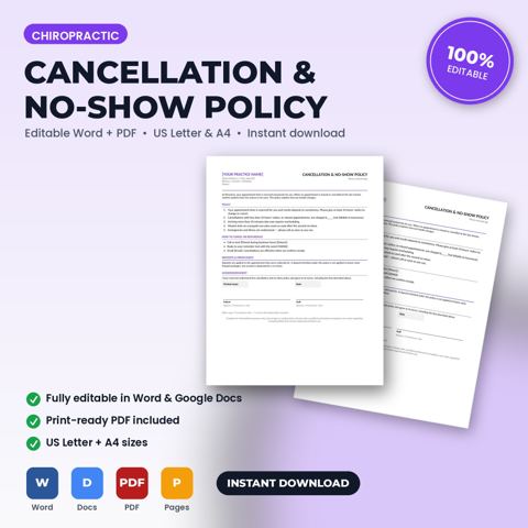 Chiropractic Office Cancellation & No-Show Policy — Chiropractic Office template cover