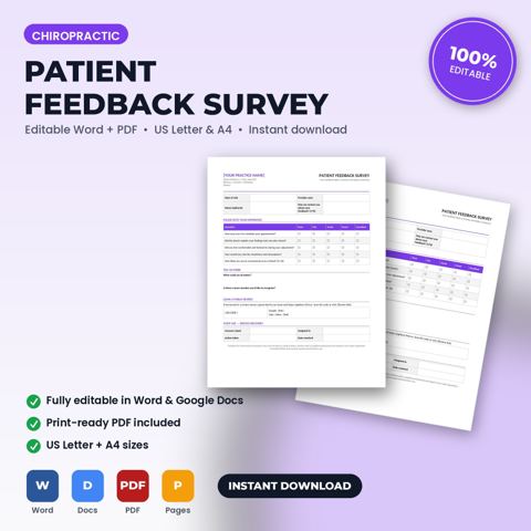 Chiropractic Office Feedback Survey & Review Request Form — Chiropractic Office template cover