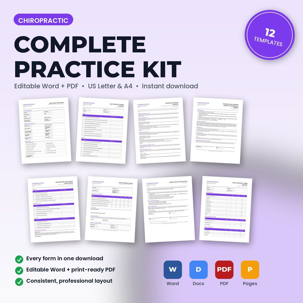 Chiropractic Office Complete Practice Kit — cover preview
