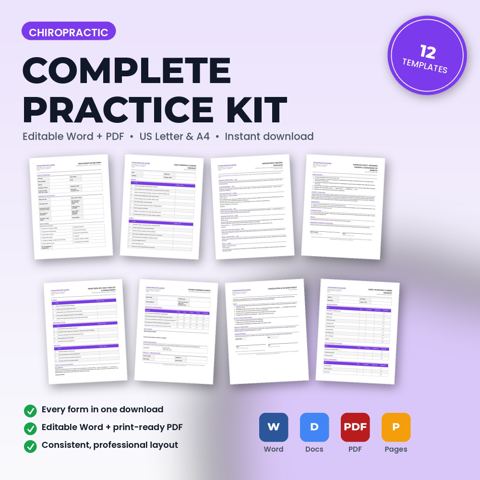 Chiropractic Office Complete Practice Kit — Chiropractic Office template cover