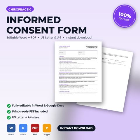 Chiropractic Office Treatment-Specific Informed Consent Form — Chiropractic Office template cover