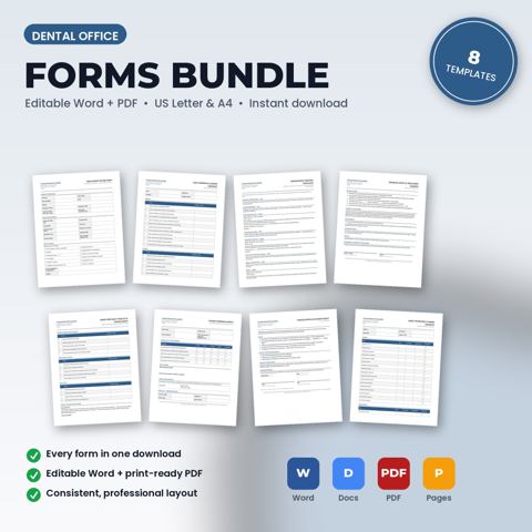 Dental Office Forms Bundle — Dental Office template cover