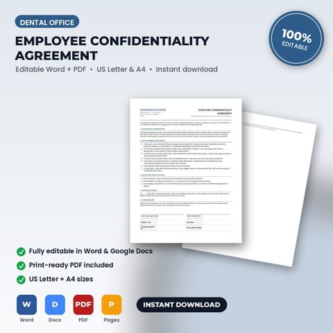 Dental Office Employee Confidentiality & HIPAA Agreement — Dental Office template cover