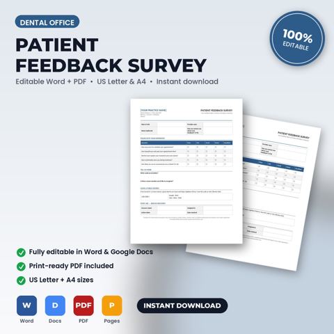 Dental Office Feedback Survey & Review Request Form — Dental Office template cover