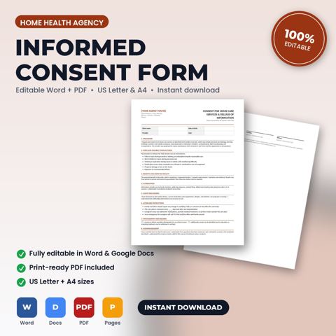 Home Health Agency Treatment-Specific Informed Consent Form — Home Health Agency template cover