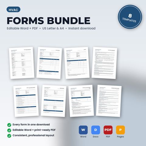 HVAC Business Forms Bundle — HVAC template cover