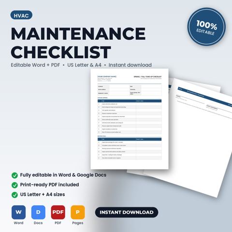 HVAC Seasonal Maintenance & Inspection Checklist — HVAC template cover