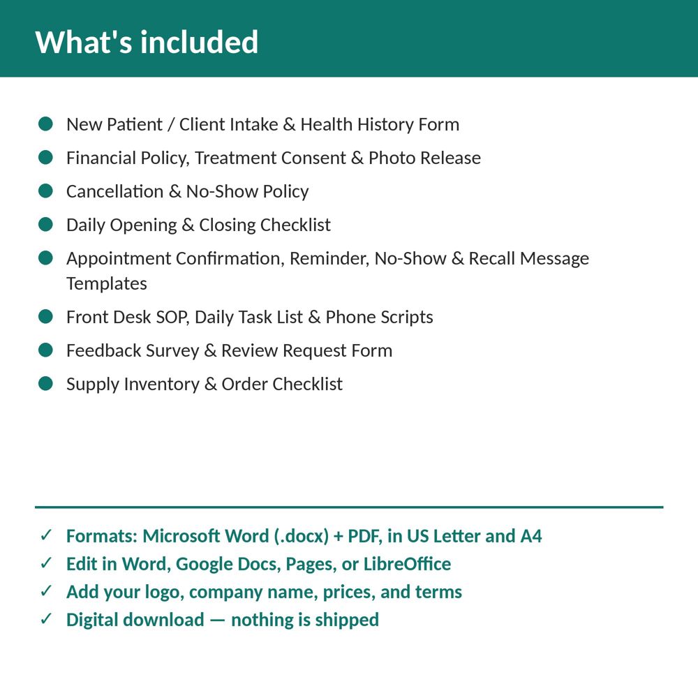 IV Hydration Clinic Forms Bundle — what is included