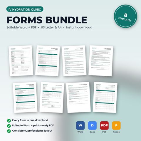 IV Hydration Clinic Forms Bundle — IV Hydration Clinic template cover