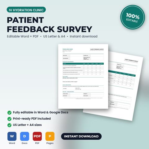 IV Hydration Clinic Feedback Survey & Review Request Form — IV Hydration Clinic template cover