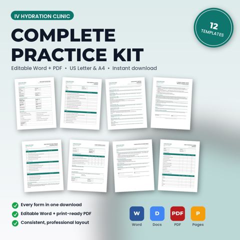 IV Hydration Clinic Complete Practice Kit — IV Hydration Clinic template cover