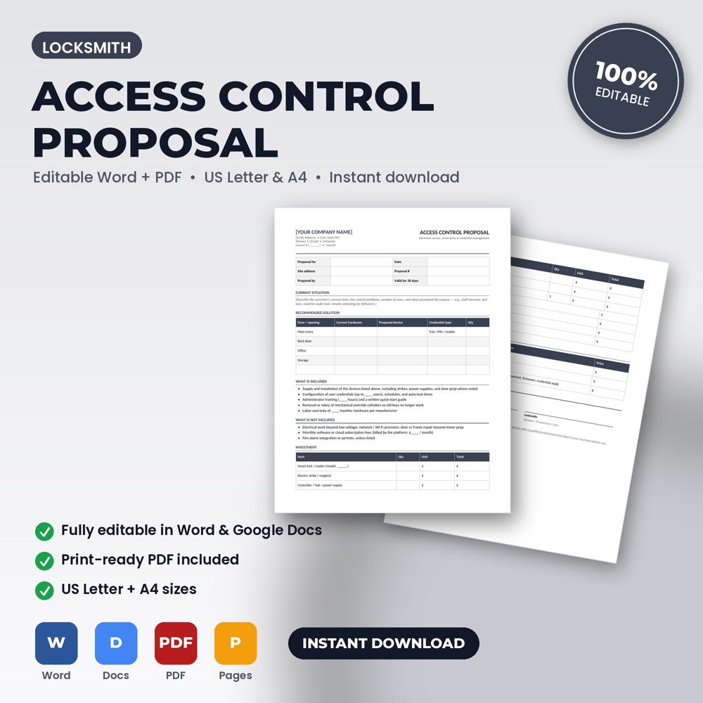 Locksmith Access Control & Smart Lock Proposal — cover preview