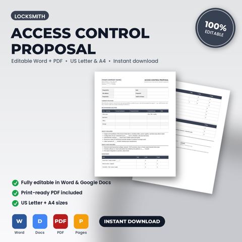 Locksmith Access Control & Smart Lock Proposal — Locksmith template cover