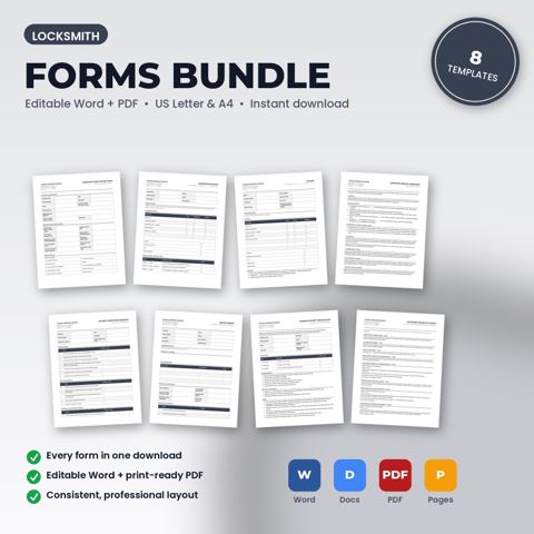 Locksmith Business Forms Bundle — Locksmith template cover