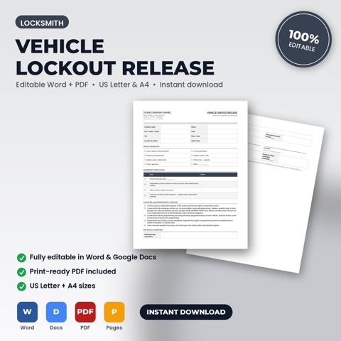 Locksmith Vehicle Lockout & Key Programming Release — Locksmith template cover