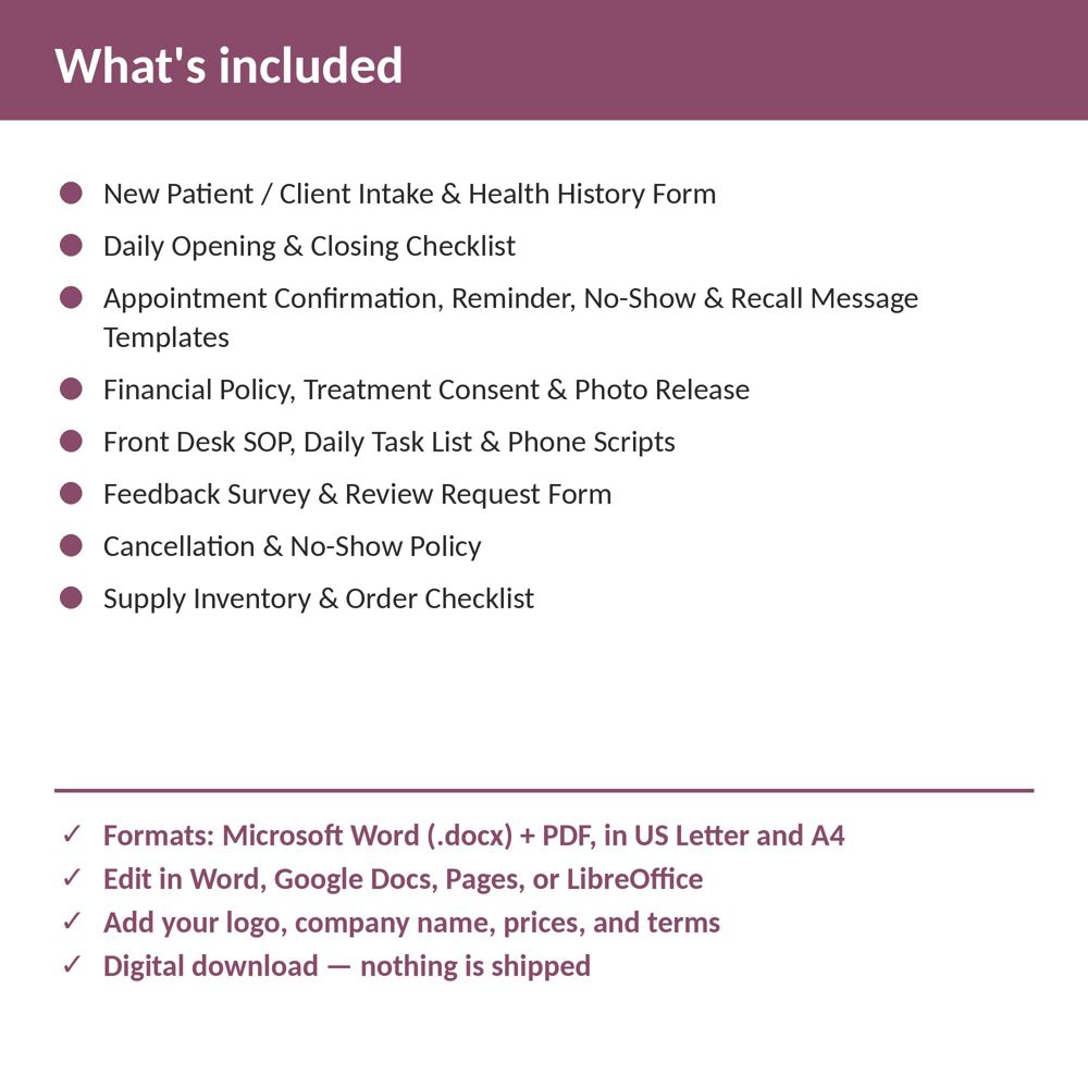 Med Spa Forms Bundle — what is included