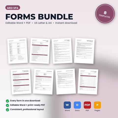 Med Spa Forms Bundle — Med Spa template cover