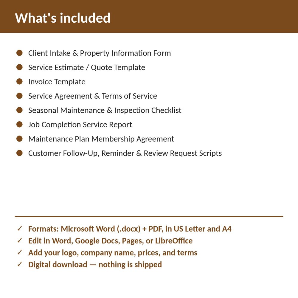 Pest Control Business Forms Bundle — what is included