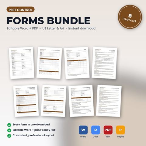 Pest Control Business Forms Bundle — Pest Control template cover