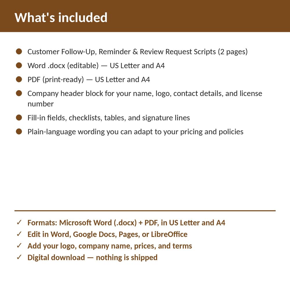 Pest Control Customer Follow-Up, Reminder & Review Request Scripts — what is included