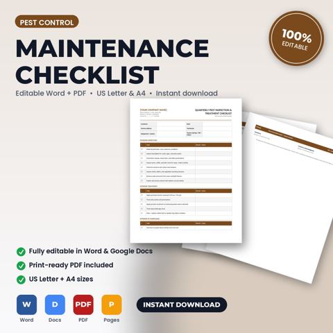 Pest Control Seasonal Maintenance & Inspection Checklist — Pest Control template cover