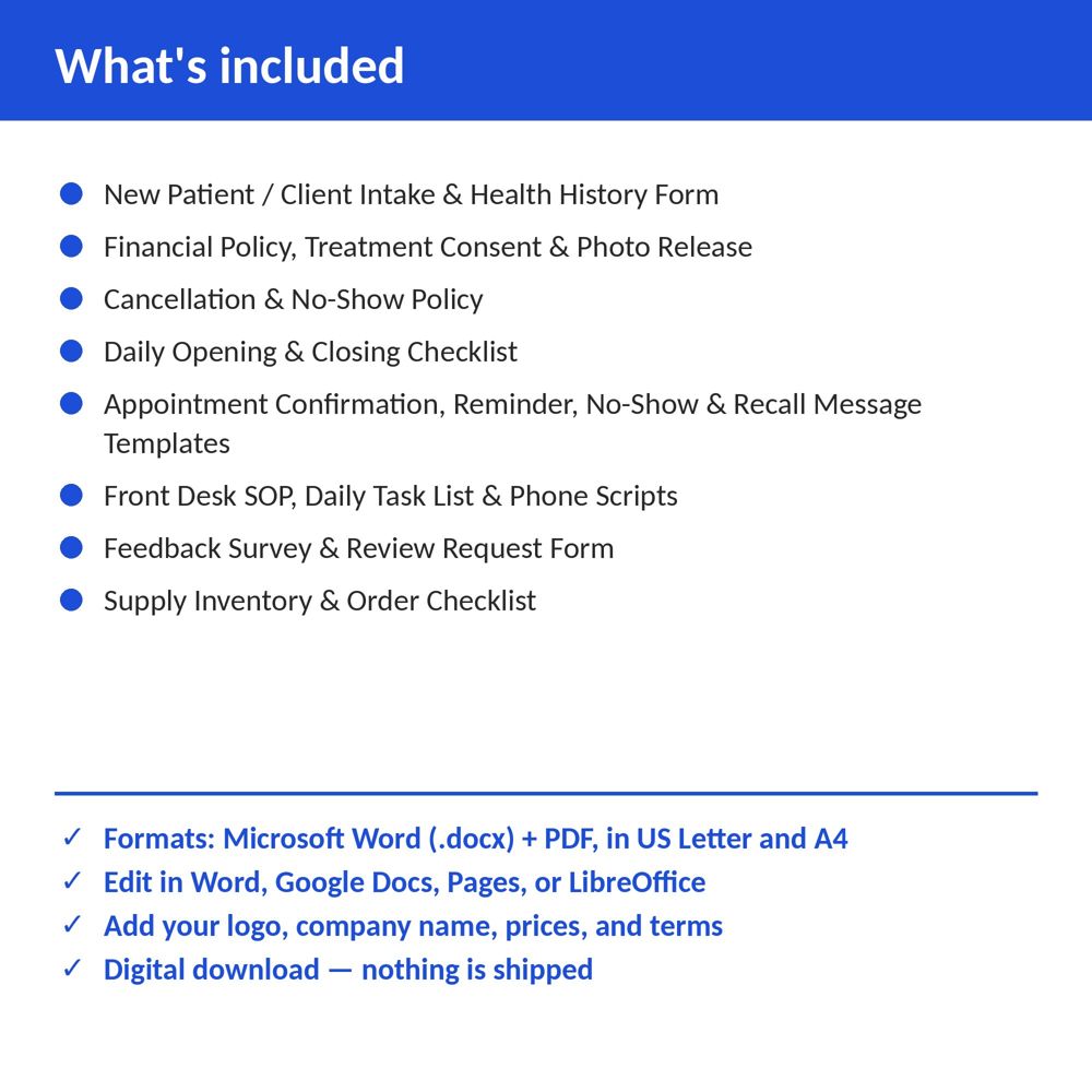 Physical Therapy Forms Bundle — what is included