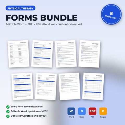 Physical Therapy Forms Bundle — Physical Therapy Clinic template cover