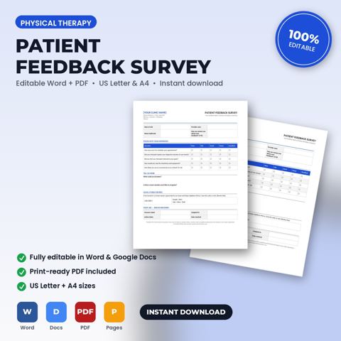 Physical Therapy Clinic Feedback Survey & Review Request Form — Physical Therapy Clinic template cover