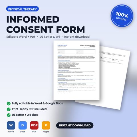 Physical Therapy Clinic Treatment-Specific Informed Consent Form — Physical Therapy Clinic template cover