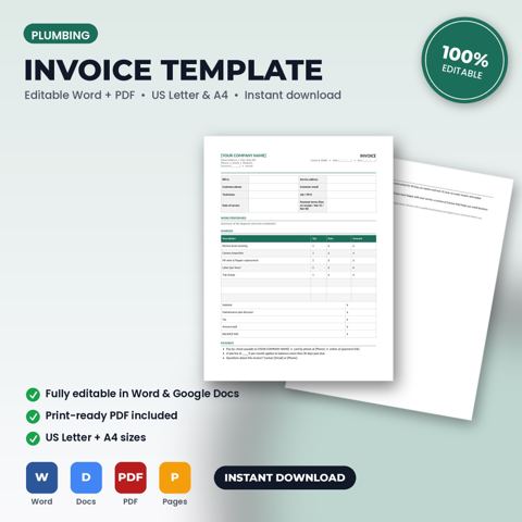Plumbing Invoice Template — Plumbing template cover